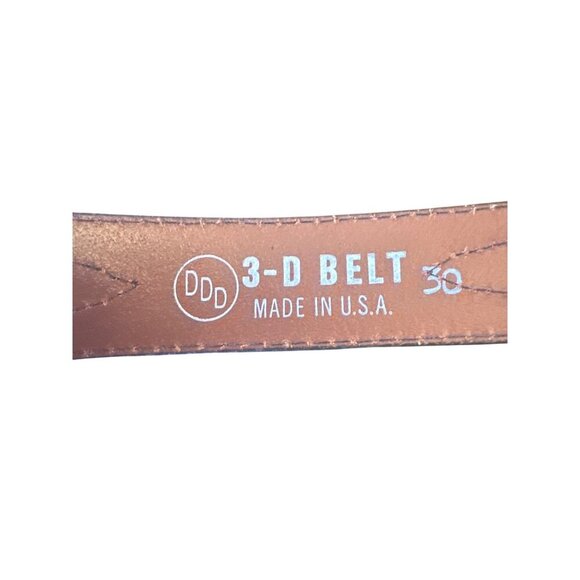Brown Full Grain Cowhide Leather Belt 30" Made In U.S.A. Horse Bit Detail - Picture 4 of 5